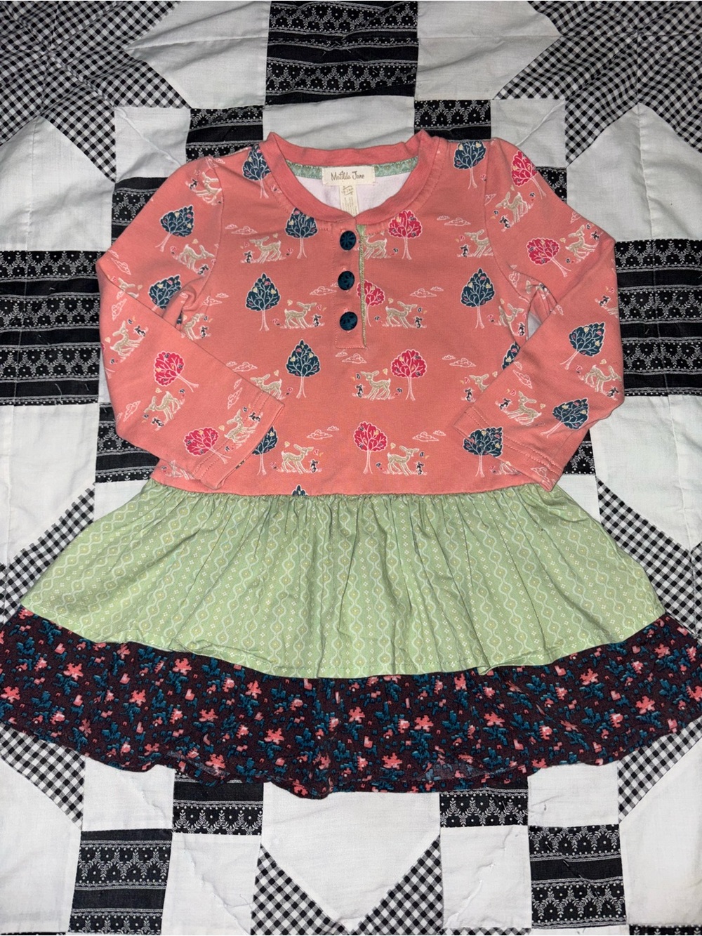 Matilda Jane Long Sleeve Deer Themed Ruffle Dress 24 months